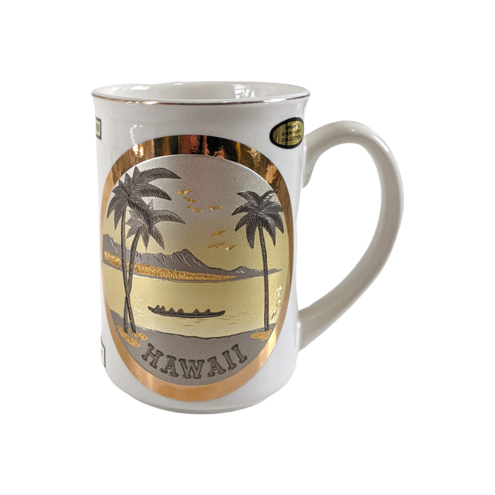 Vintage Hawaii Souvenir Mug, Japanese Chokin Art Mug, Dynasty Gallery Gold Art‎